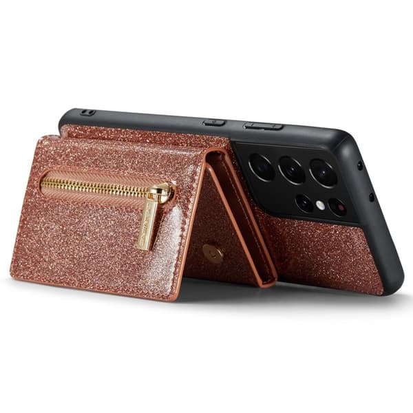 DG.MING M3 Series Plånboksfodral för Samsung Galaxy S21 Ultra 5G Roséguld