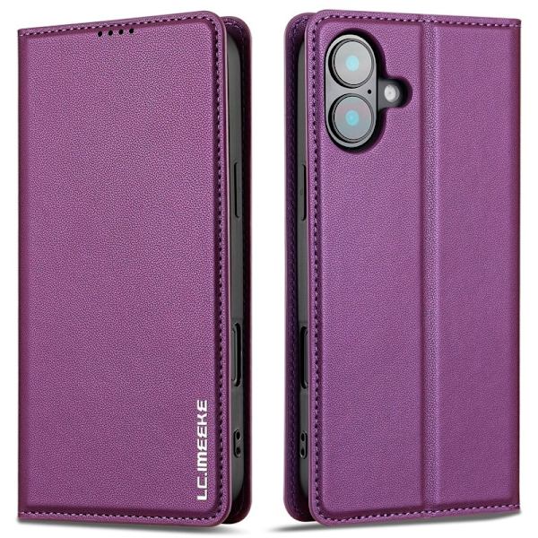 LC.IMEEKE L1 Series iPhone 16 Plånboksfodral Konstläder - Lila