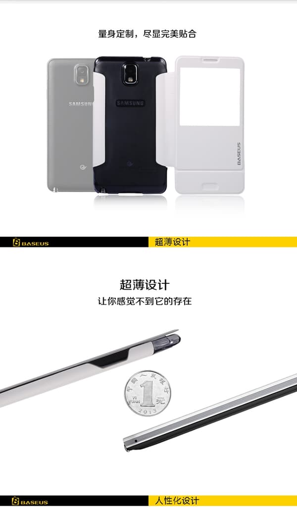BASEUS Folio-kotelo Samsung Galaxy Note 3 N9000:lle (turkoosi) Turkos