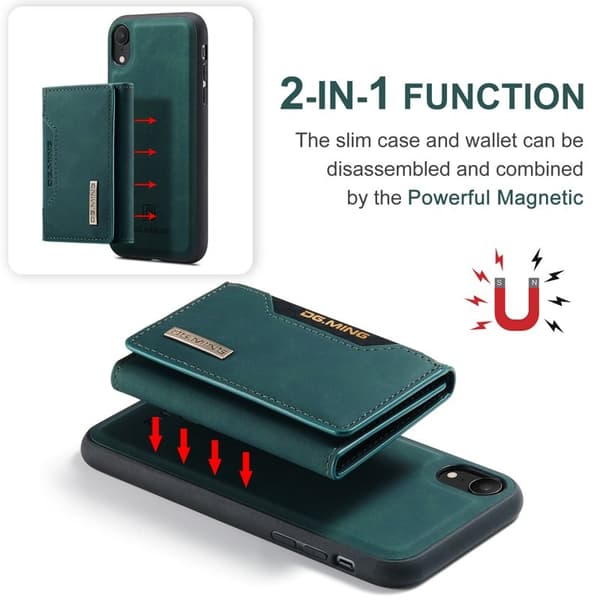 DG.MING 2 in 1 Magnetisk Konstläder Plånboksfodral i Grön