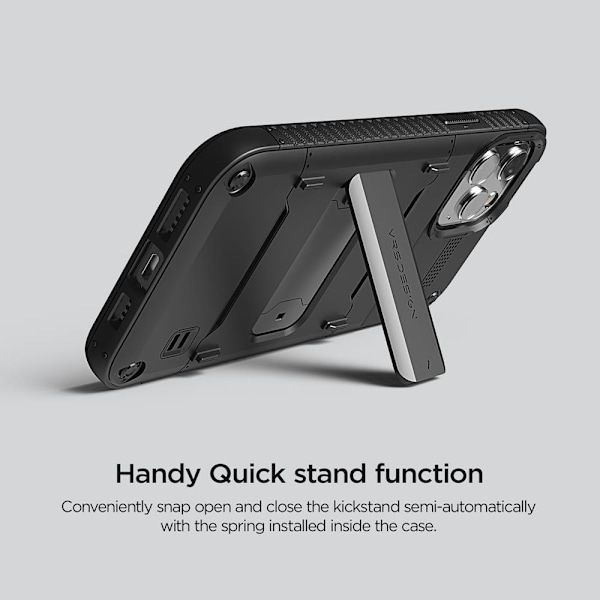 VRS DESIGN Damda QuickStand -kotelo iPhone 12 Minille - Musta