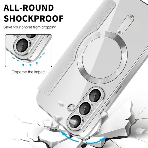 Galaxy S25 Plånboksfodral MagSafe RFID-Skydd - Silver Silver