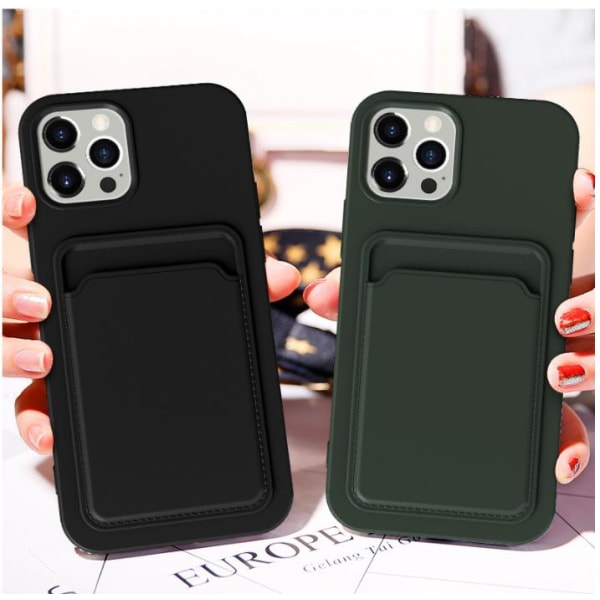 iPhone 8 Cover med Kortlomme - Mørkegrøn Green