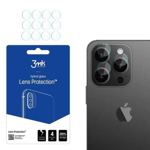 3mk iPhone 15 Pro Max Kameralinsskydd i Hærdet Glas - Clear Transparent
