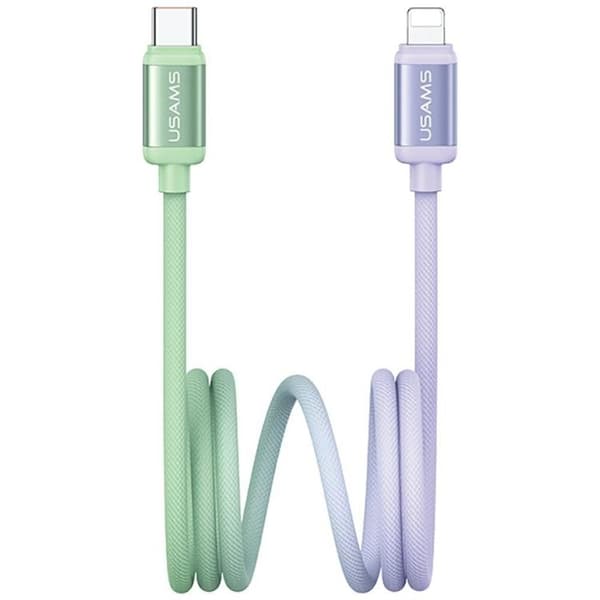 USAMS USB-C til Lightning Kabel PD 30W 1.2m Bicolor SJ757 - Grøn/Lilla Grön