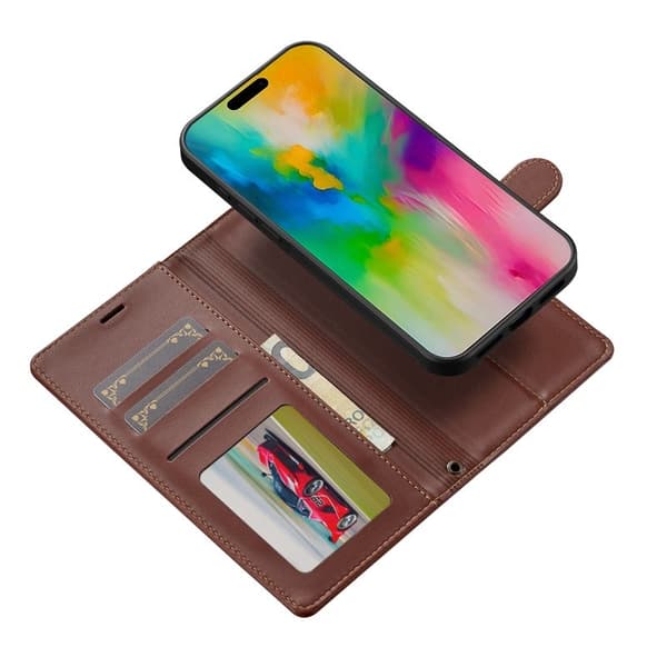 LC.IMEEKE L2 Series iPhone 17 Plånboksfodral Konstläder - Brun