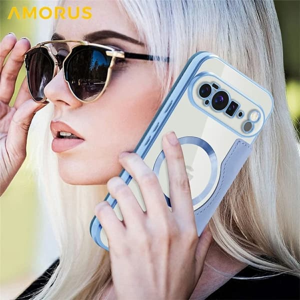 AMORUS Google Pixel 10 Pro XL Plånboksfodral Magsafe RFID-Skydd - Blå Blå