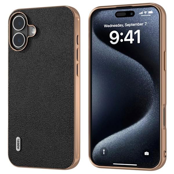 ABEEL iPhone 16 Plus Plånboksfodral Äkta Läder Svart
