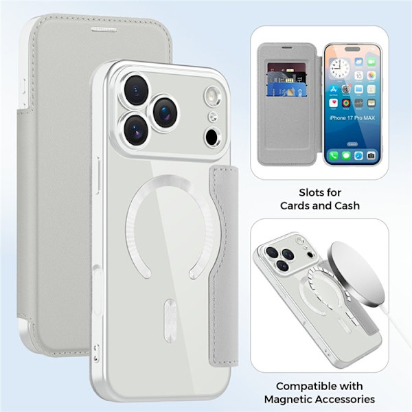 iPhone 17 Pro Max Plånboksfodral Magsafe RFID-Skydd - Grå Grå