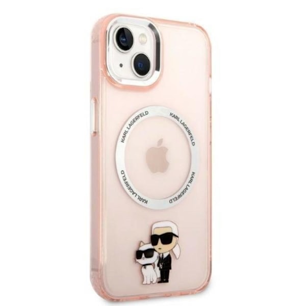 Karl Lagerfeld iPhone 14 Skal Magsafe Iconic Karl & Choupette - Rosa