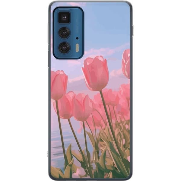 Mobilcover til Motorola Edge 20 Pro med lyserøde tulipaner