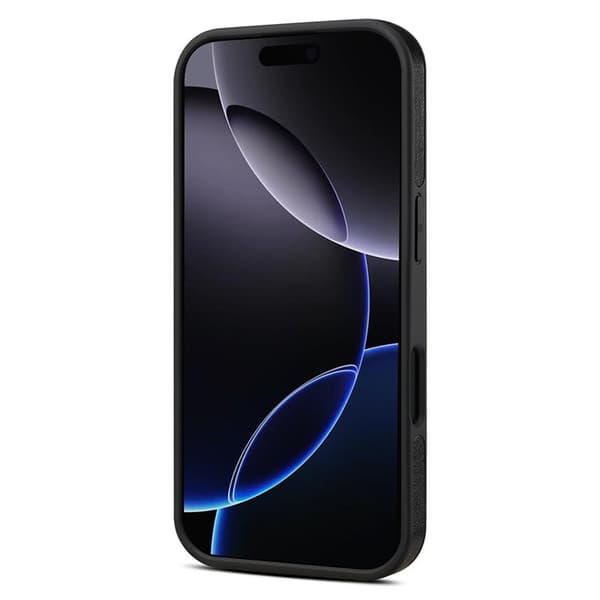 DENIOR Mobilskal till iPhone 16 Pro Rotera Magnetisk Ställning Äkta Läder Svart