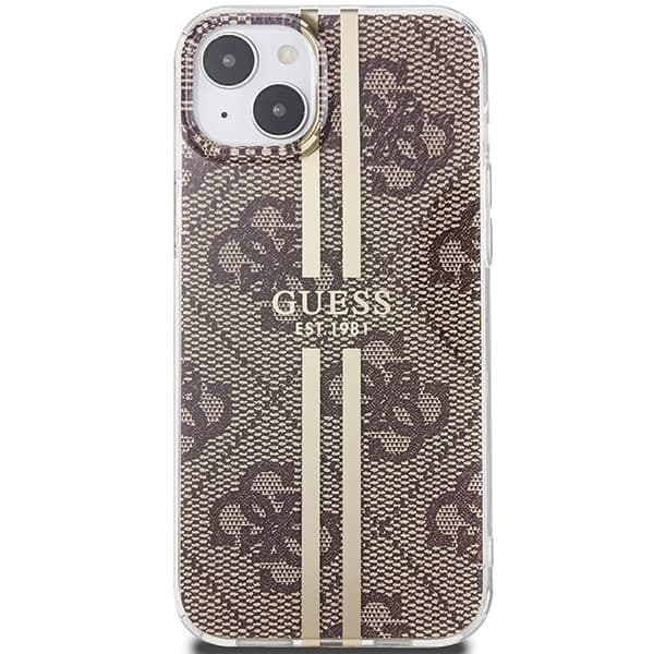 Guess iPhone 15 Plus Etui Brun Guldstribe Brun