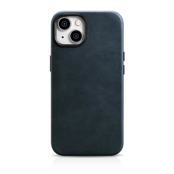 iCarer iPhone 14 Plus Case Magsafe aito nahka öljyvaha - tummansininen