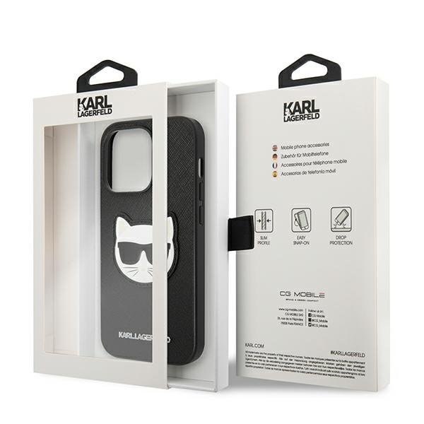 Karl Lagerfeld iPhone 14 Pro Skal Saffiano Choupette Head Patch - Svart Svart