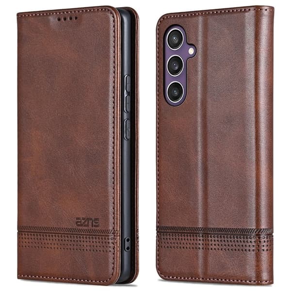 AZNS Samsung Galaxy S24 FE Plånboksfodral Konstläder - Brun