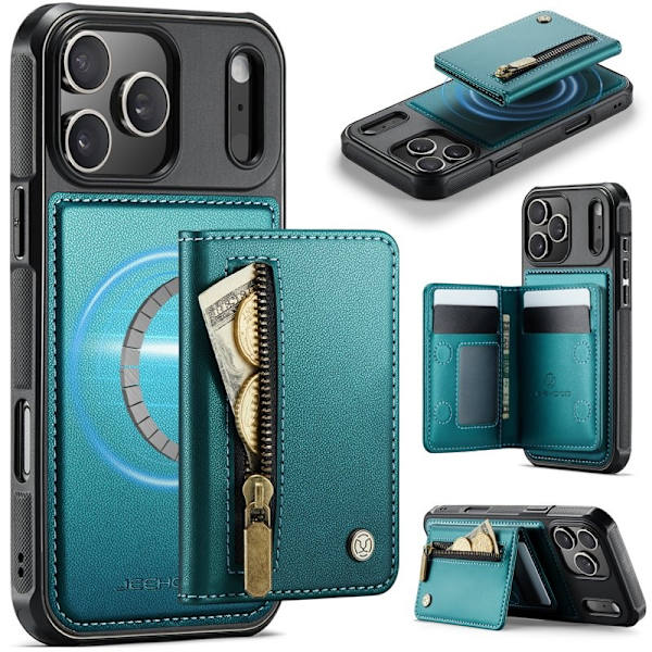 JEEHOOD J12 Plånboksfodral för iPhone 17 Pro Konstläder Blå