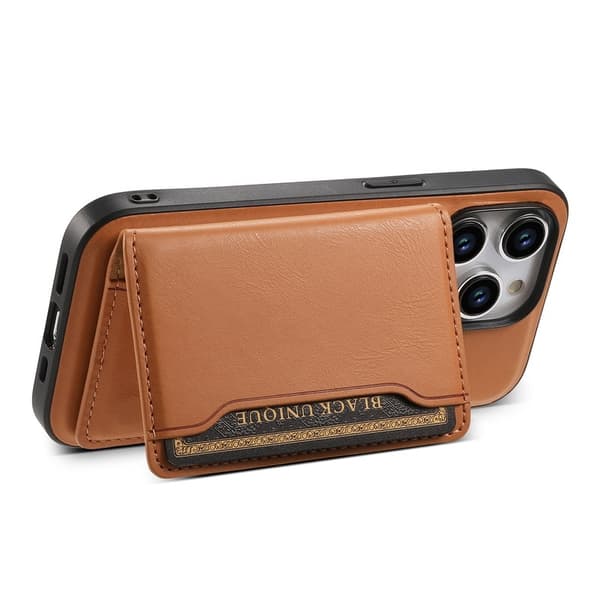 DENIOR Mobilskal till iPhone 15 Pro KonstLäder med kickstand - Khaki