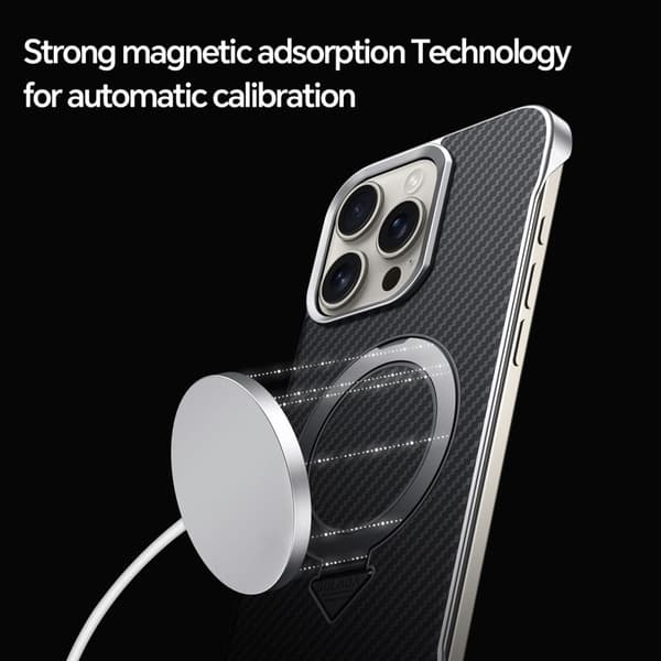 SULADA Mobilskal till iPhone 15 Pro Max MagSafe Kickstand PU + PC Brun