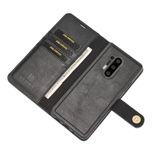DG.MING OnePlus 8 Pro Plånboksfodral 2-i-1 Äkta läder Svart