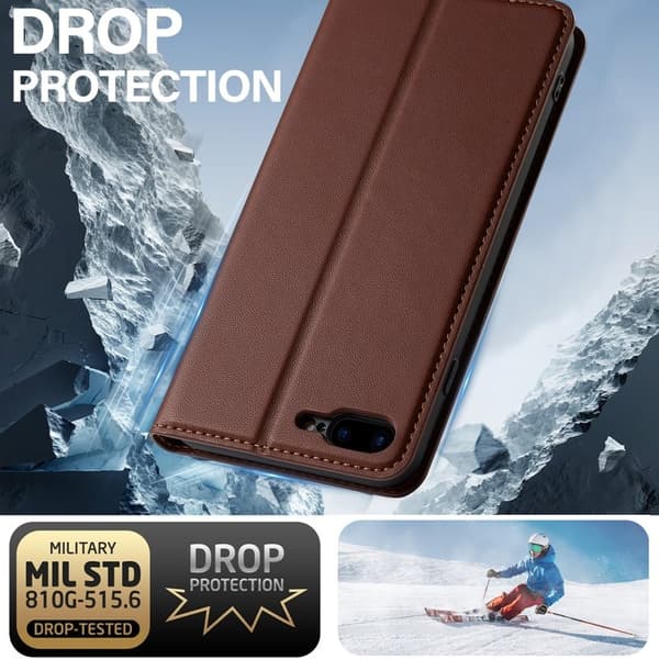 LC.IMEEKE L1 Series iPhone 8 Plus Plånboksfodral Konstläder - Brun