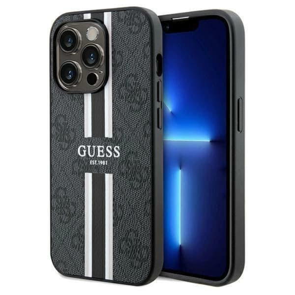 Guess iPhone 15 Pro Max -puhelinkotelo Magsafe 4g Stripes - Musta Black