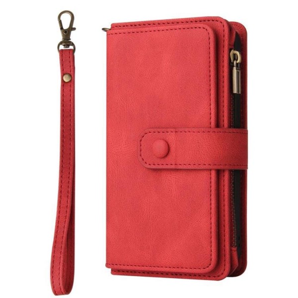iPhone 14 Pro Max Plånboksfodral KT Zipper - Röd