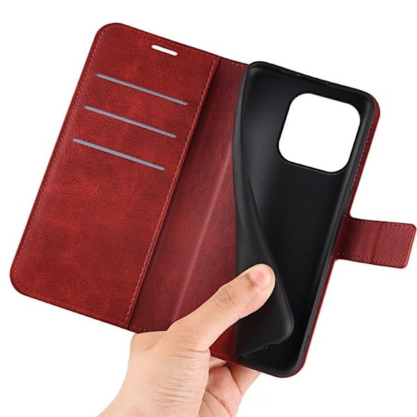 iPhone 15 Plus Plånboksfodral Calf Flip Folio - Röd R