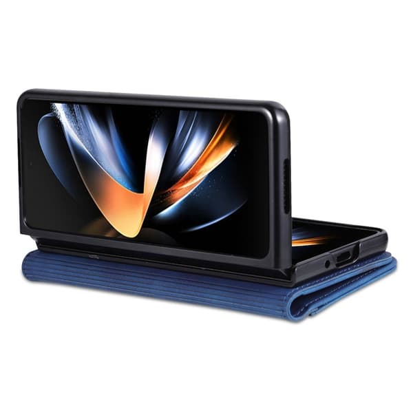 AZNS Samsung Galaxy Z Fold4 Plånboksfodral Konstläder - Blå