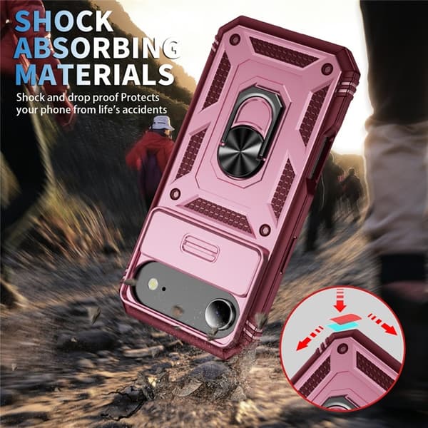 Mobilskal till iPhone Air Slide Camshield Kickstand - Mörkröd Röd