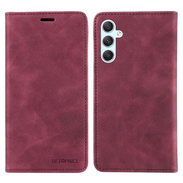 BETOPNICE 003 Samsung Galaxy A34 5G Plånboksfodral Konstläder - Röd