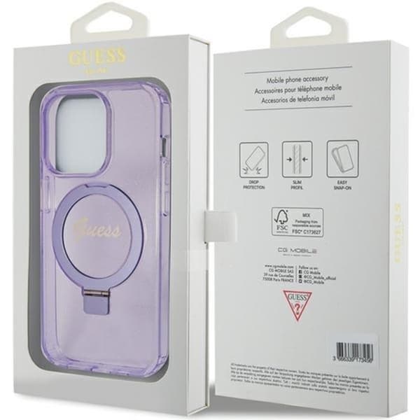 Guess iPhone 15 Pro Max Mobilskal Magsafe Script Glitter Lila