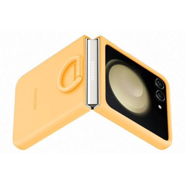 Samsung Galaxy Z Flip 5 matkapuhelimen suojakuori luonnonmukaista nahkaa - keltainen