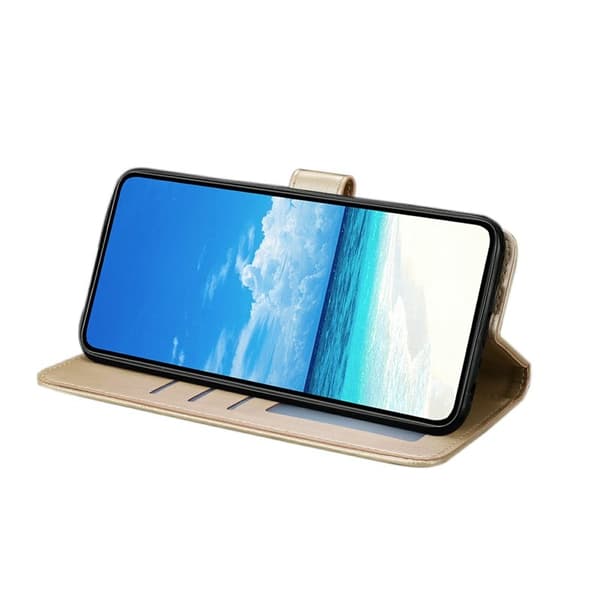 Samsung Galaxy S26 Edge Plånboksfodral Konstläder Flip Skydd - Guld