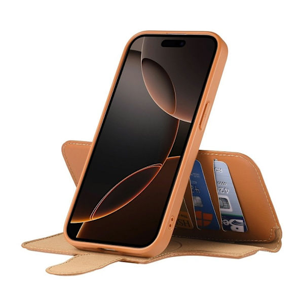 CASENEO iPhone 15 Pro Plånboksfodral RFID Blocking Konstläder - Brun