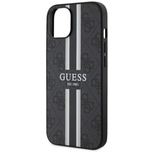 Guess iPhone 14 Plus Mobilskal MagSafe Printed Stripe Svart Svart