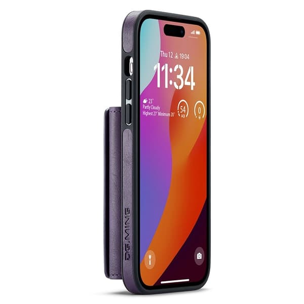 DG.MING M5 Series Mobilskal till iPhone 15 Pro Magnetiskt Plånboksfodral Lila