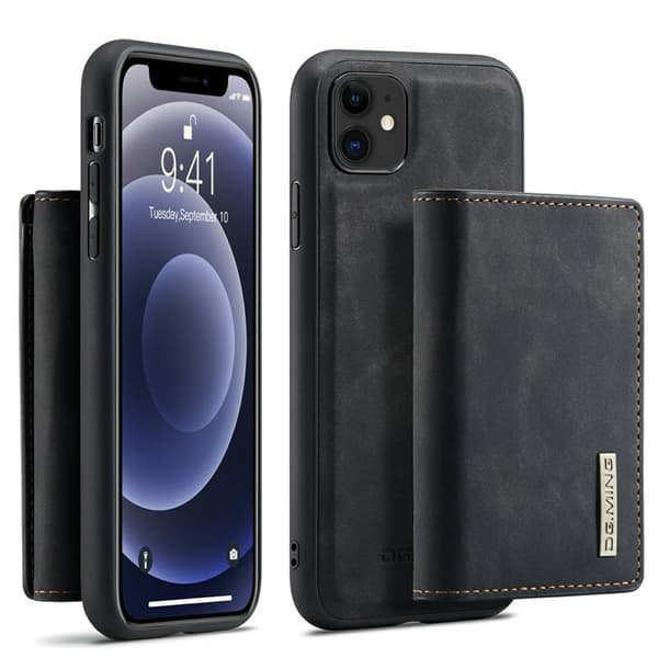 DG.MING M1 Wallet Mobilskal med Kickstand för iPhone 11 - Svart