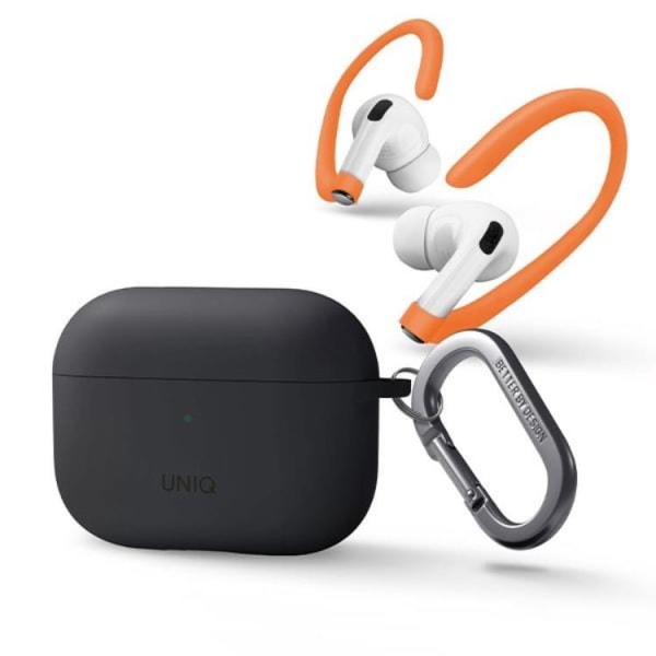 UNIQ AirPods Pro 2 Skal Nexo Silikon med Ear Hooks - Charcoal Gr