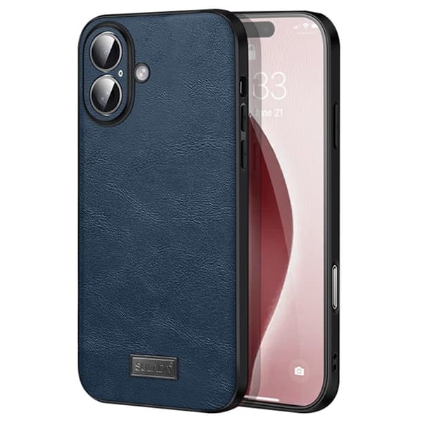 SULADA Mobilskal till iPhone 16 Plus PU Läder + TPU + PC - Blå