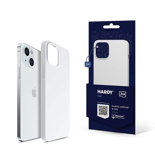 3MK iPhone 15 mobiltaske Magsafe Hardy Silikone - Sølv/Hvid