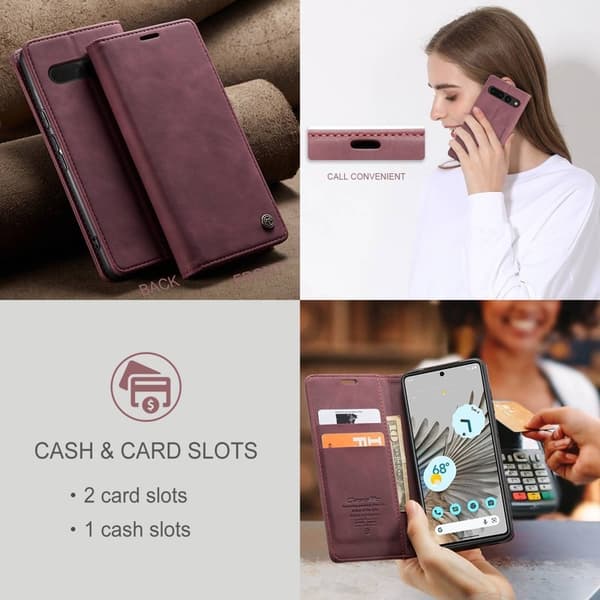 CASEME 013 Mobilskal för Google Pixel 7 Pro 5G Röd KonstLäder Flip