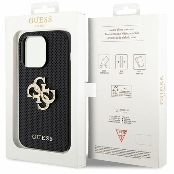 Guess iPhone 15 Pro Max Mobilskal Perforated Glitter Logo Svart