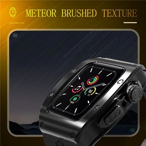 SHELLBOX Apple Watch 44mm SE Armband Silikon Metal - Svart