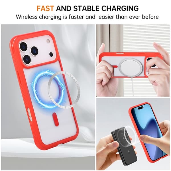 Mobilskal till iPhone 17 Pro Max MagSafe TPU+PC Transparent - Röd Röd