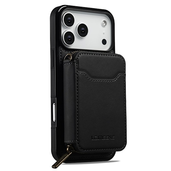 LC.IMEEKE L6 iPhone 17 Pro Plånboksfodral Konstläder - Svart