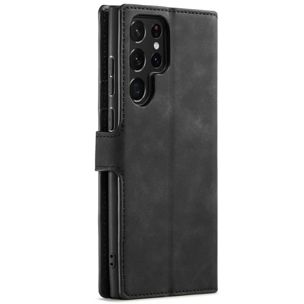 DG.MING Retro KonstLäder Plånboksfodral Samsung Galaxy S22 Ultra - Black