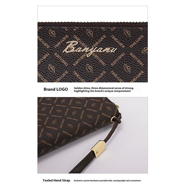 BANYANU Plånbok för Dam Lång Double Zipper N9012 Brun