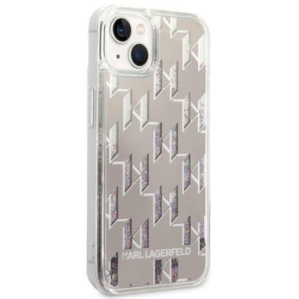 Karl Lagerfeld iPhone 14 Skal Liquid Glitter Monogram - Silver