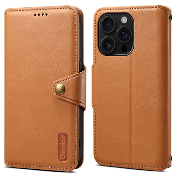 DENIOR iPhone 16 Pro Plånboksfodral Konstläder Khaki